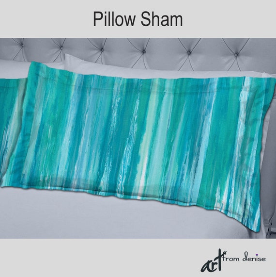 Teal aqua turquoise blue Designer bedding Pillow shams