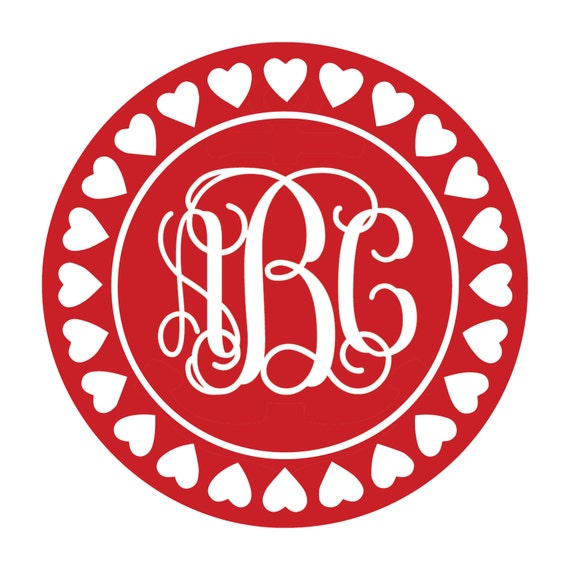 Heart Monogram Frame Cutting Files in Svg Eps Dxf Png and