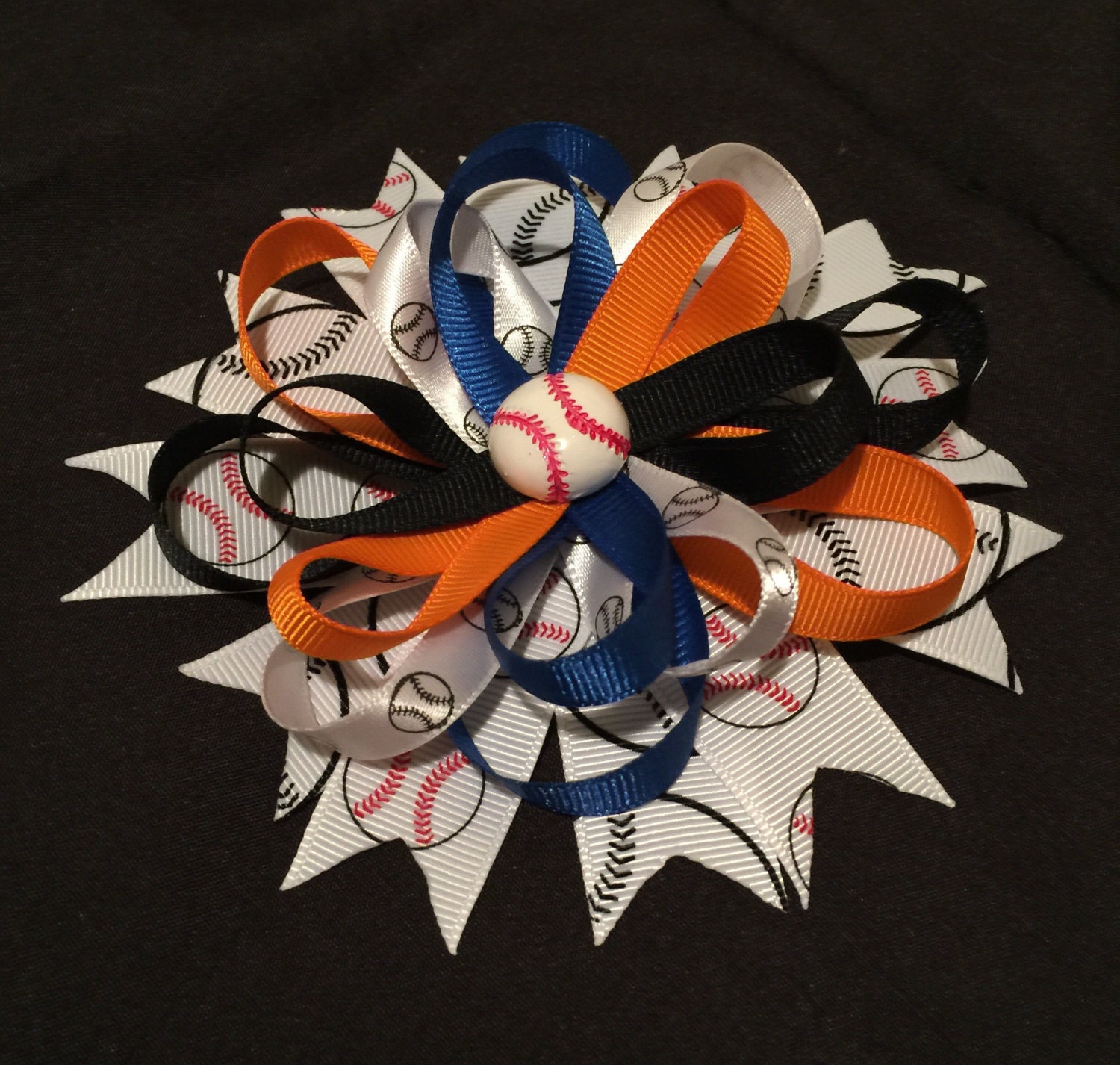 6 Baseball bow with Houston Astros colors