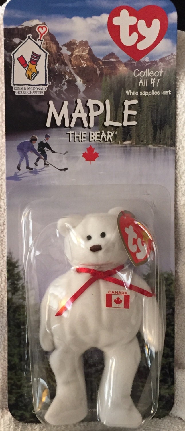 Ty Teenie Beanie Bear Maple the Canadian Bear Beanie Babies