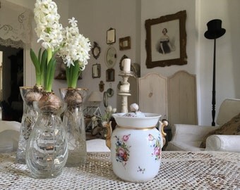 Antique French sugar bowl, flower pattern.