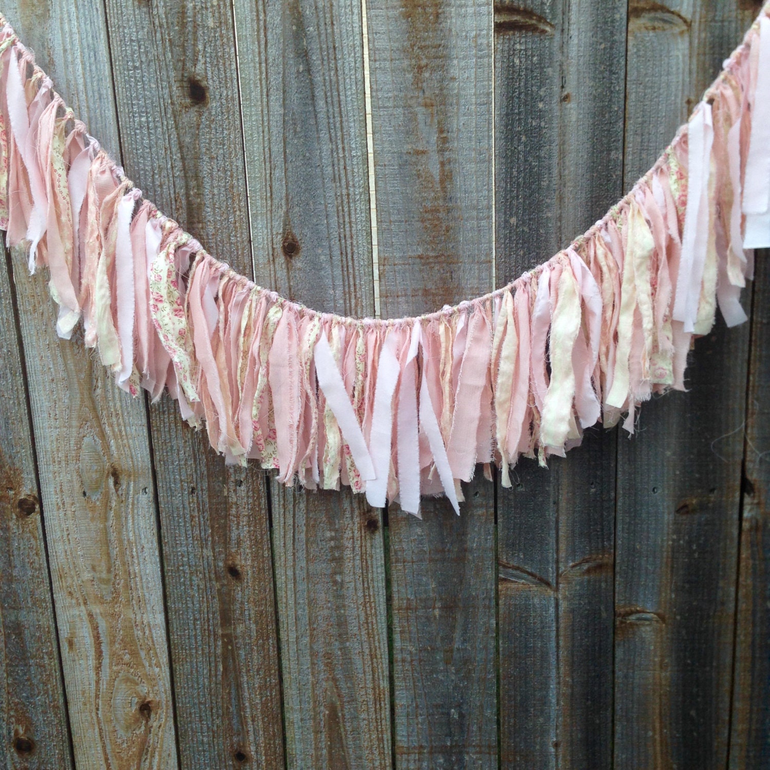 Pink Fabric Swag Pink Fabric Garland Pink Shabby Cottage