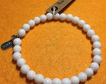 WOMAN bracelet - White lithotherapy - Jade 6 mm - unique model