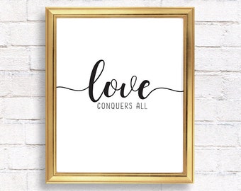 all conquers calligraphy love Handlettered cut SVG files Mockups by Fonts Printables