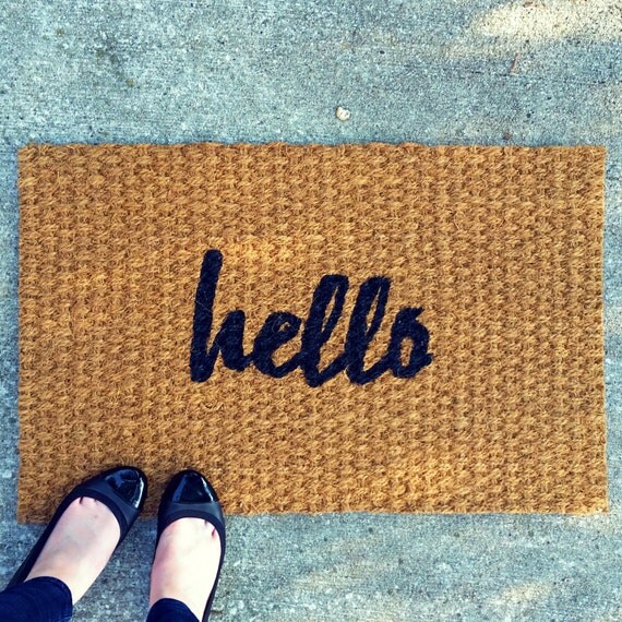 Hello Script Doormat Doormat Outdoor Rug