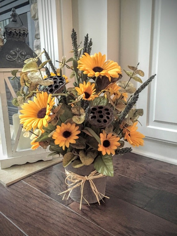 Silk Flower Arrangement Black Eyed Susans Eucalyptus