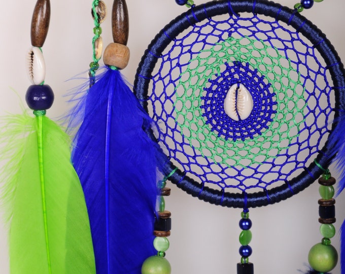 Blue Green Dream Catcher Large Dreamcatcher Dream сatcher Blue Green Shell dreamcatchers wall decor handmade Boho Blue Green dream catcher