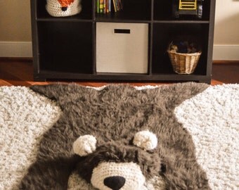 Bear Rug / Faux Bear Rug / woodland nursery / Baby room decor / animal playmat /