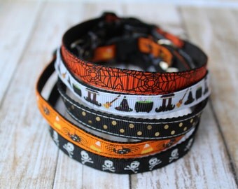 Halloween Cat Collars - Halloween Cat Harness - XS Halloween Dog Collar - Kitten collar - XS Dog Harness - Skull Cat Collar - Spider Collar