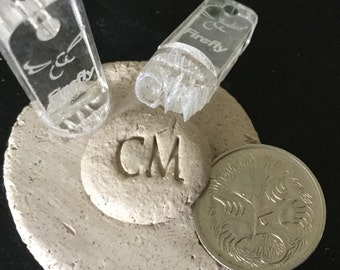 Initial Stamp, 2cm, 3/4 inch Makers Mark, Identify Your Work, Ceramics Tool, Pottery Tool