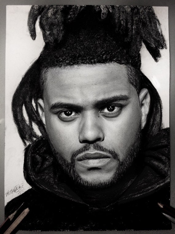 Items similar to The Weeknd Black and white Portrait Pencil Drawing ...