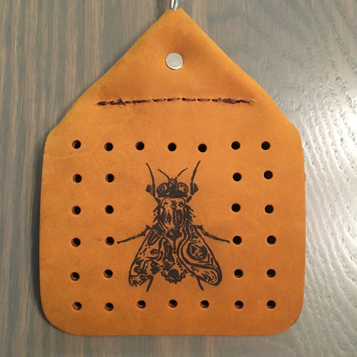 Amish made leather fly swatter // heavy duty // laser engraved