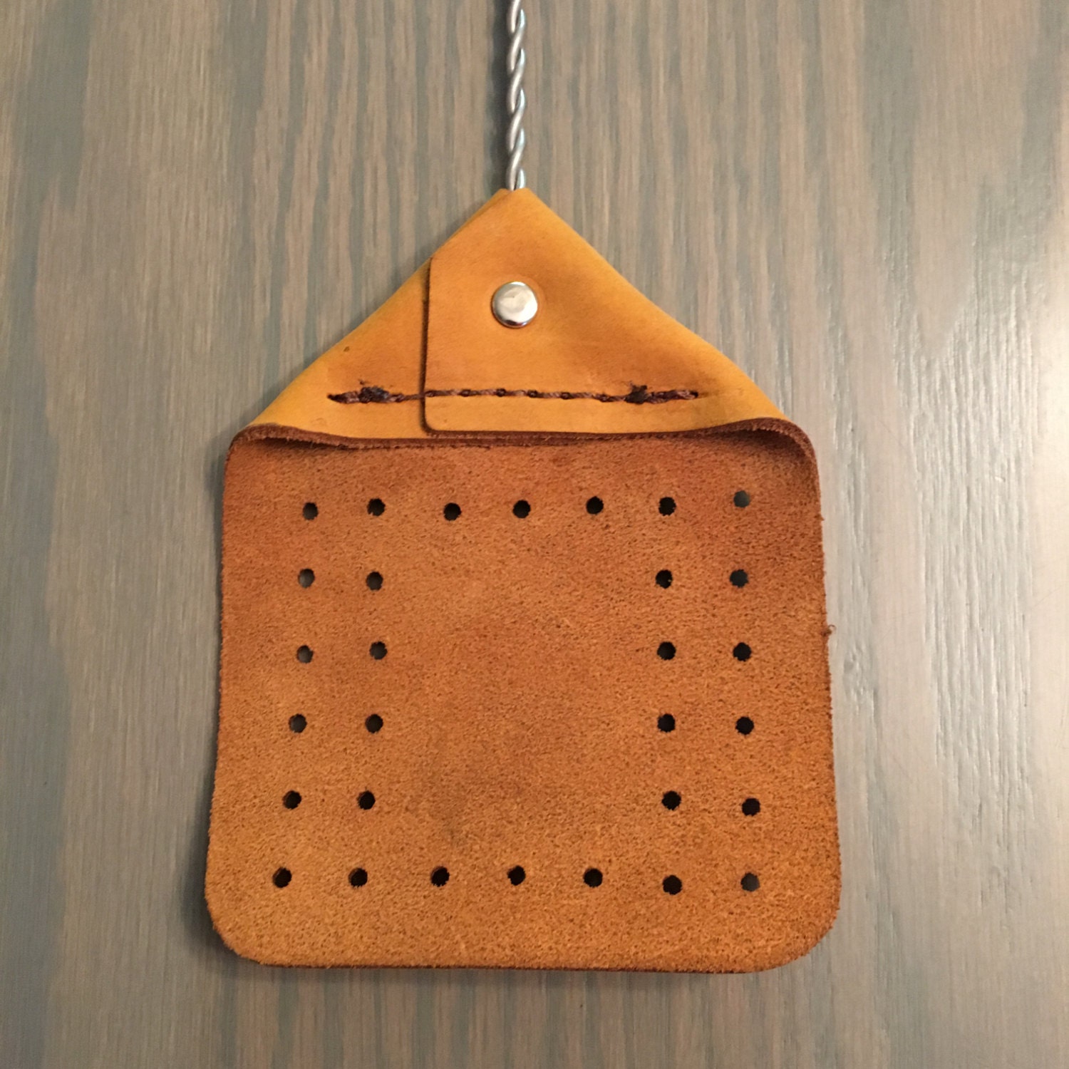 Amish made leather fly swatter // heavy duty // laser engraved