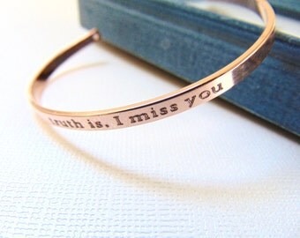 Rose Gold Cuff Bracelet, customized Quote bracelet, Personalized cuff, Engraved message Bracelet, Stamped adjustable bangle, inspirational