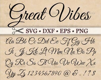 Great Vibes Script Font Monogram Svg, Dxf, Eps, Png; Digital Monogram DIY, Fancy Script, Cursive Font, Silhouette Files, Cricut, Cut Files