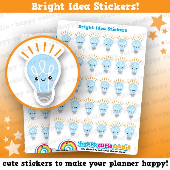 Download 30 Cute Bright Idea/Light Bulb/Idea Planner Stickers Filofax