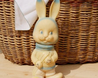 Rubber Toy Hare, Large Retro Rubber Rabbit, Vintage Soviet Toys