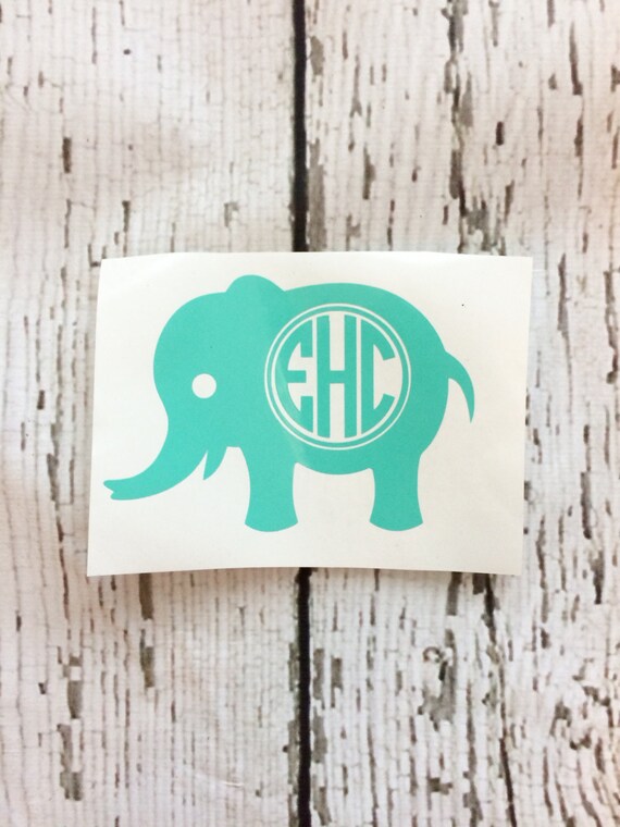 Elephant Monogram Decal // Monogram Elephant Decal // Elephant