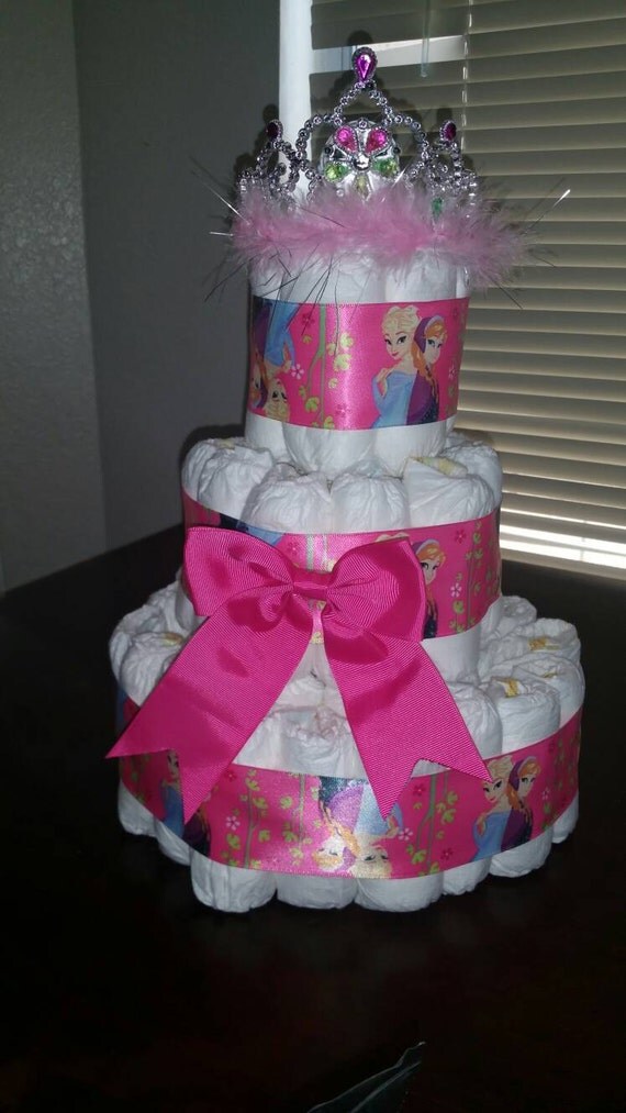 Disney Princess themed diaper cake 3 tiers