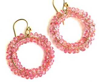 Topaz Earrings--Pink Topaz Earrings--Pink Gemstone Earrings--Pink Topaz Jewelry
