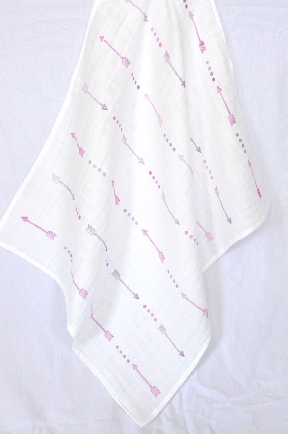 Muslin Baby Blanket Hand Stamped Boho Arrows by TheBobbinBelle