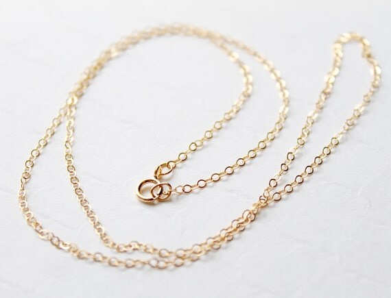 Gold Filled Cable Chain / 14k Gold Fill Finished Chain Necklace / 18 inch / Flat Cable Link ...