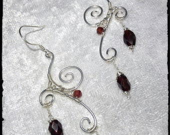 925 Silver earrings with Garnet