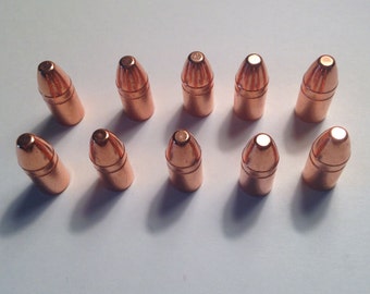 Copper bullet jewelry supply, lot of ten 3/4" copper bullets, bullet craft, copper jewelry, half ounce copper bullet copper craft supply, 38
