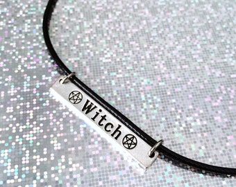 Witch Choker, Witch Necklace, Pentagram Necklace, Grunge Jewelry, Witchy Jewelry, Gypsy Jewelry, Witch Pendant, Witch Pentagram