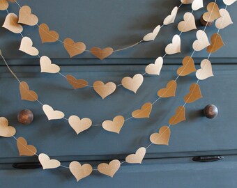 Craft Paper Red Heart Wedding Garland, Hearts Bachelorette Party Decoration, Rustic Bridal Shower Photo Backdrop, Baby Bunting Banner