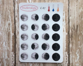 Moon Phase Stickers, Full Moon Planner Stickers, New Moon Stickers, C-87.