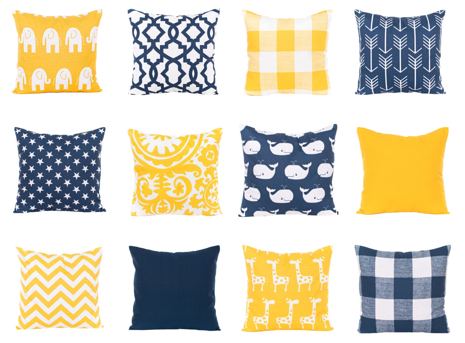 Navy and Yellow Pillows Navy Pillow Covers Yellow Nursery