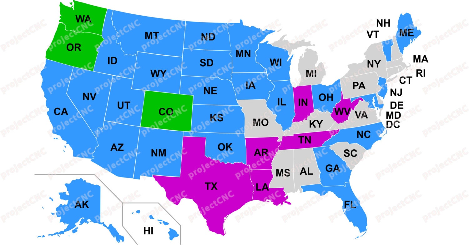 Every state are separated USA 50 United States abbreviation