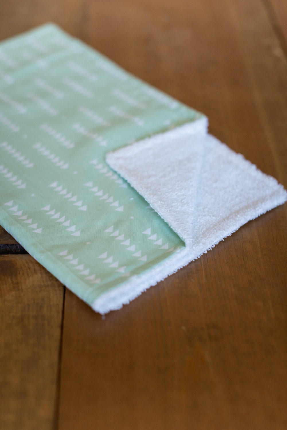 Set of 3 Gender Neutral Burp Cloths Mint Triangles