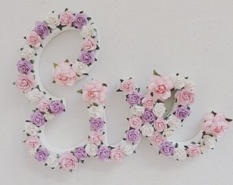 Custom made floral script names// nursery decor// room decor