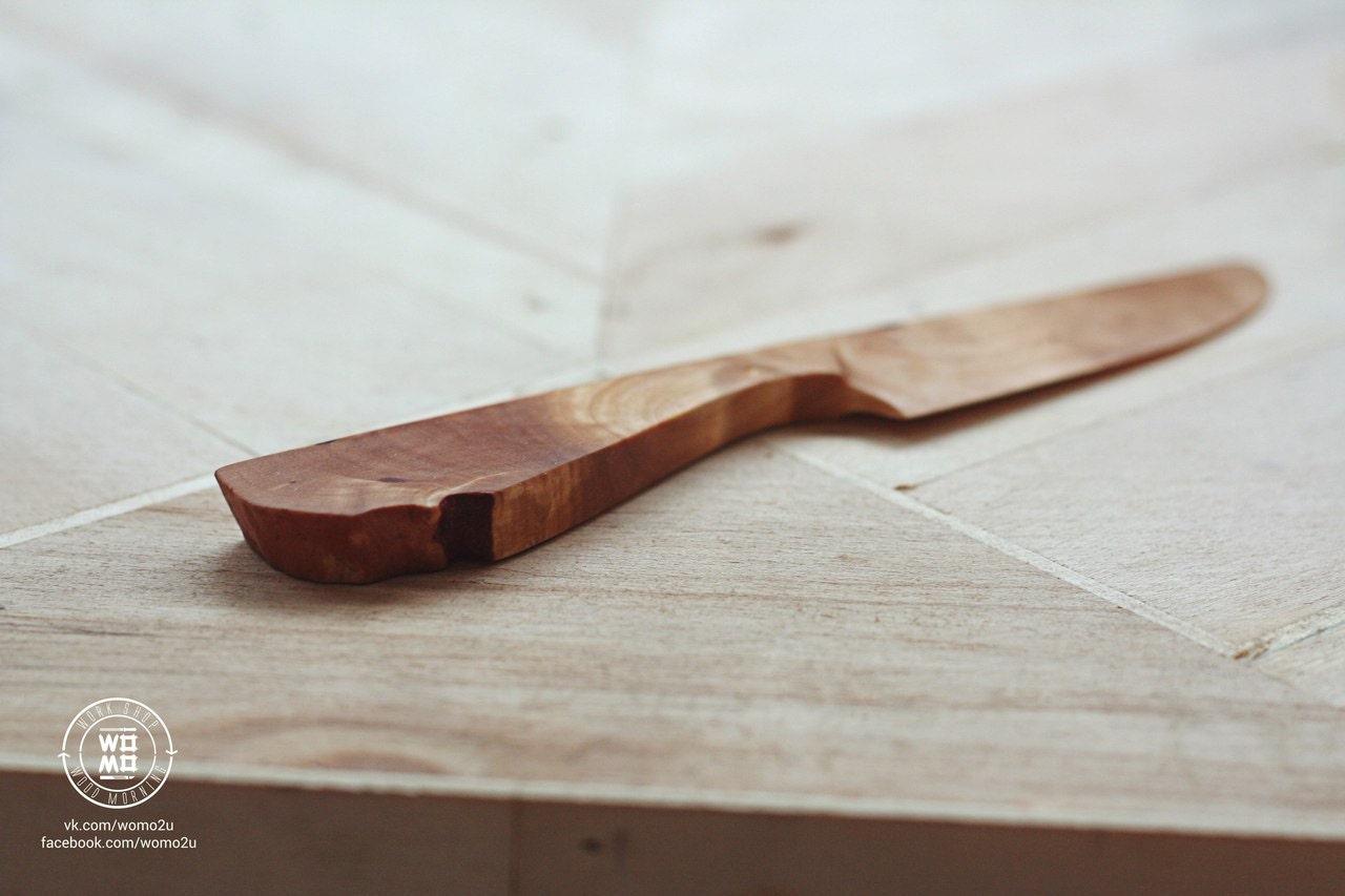 Burl birch wooden knife Butter knife Jam knife
