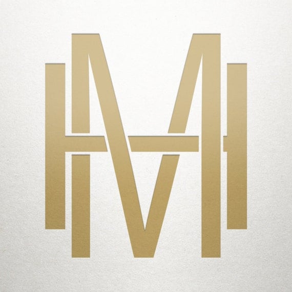 Interlocking Letter Logo HM MH Interlocking Letter