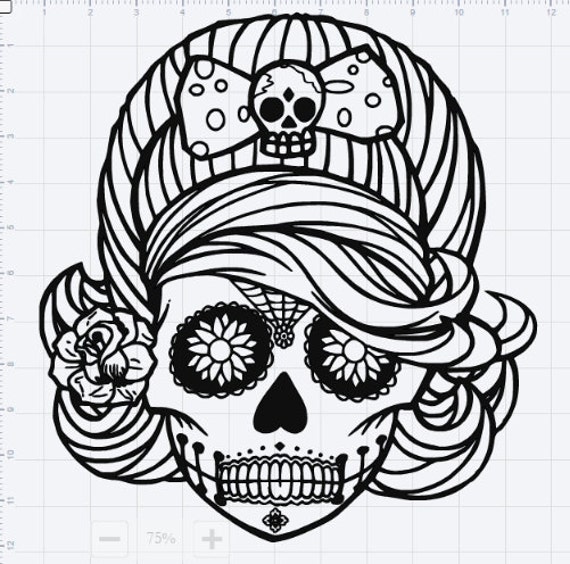 Download Female Sugar Skull Design SVG EPS DXF Studio 3 Cut File