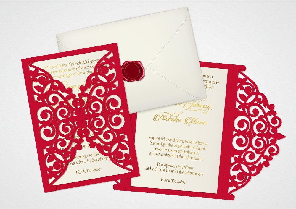 Download Vector laser cut wedding invitation cricut template, laser cutting file 5x7" card (ai, eps, pdf ...