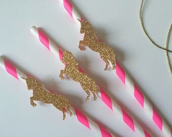 Set of 12 unicorn party Straws - unicorn themed party- Unicorn Birthday themed - unicorn party supplies - Unicorn straws