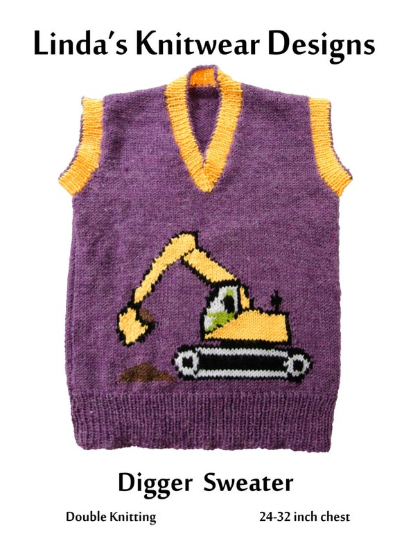 Childrens Excavator/Digger motif knitting pattern