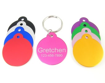Cat ID Tag Engraved Pet Name Phone Number Tag for Collar - Personalized Cat Tag Round Aluminum Cat Collar Identification Tag for Pets