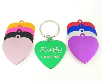Cat Tag Pet ID - Engraved Personalized Heart Cat Collar Identification Tag for Pets