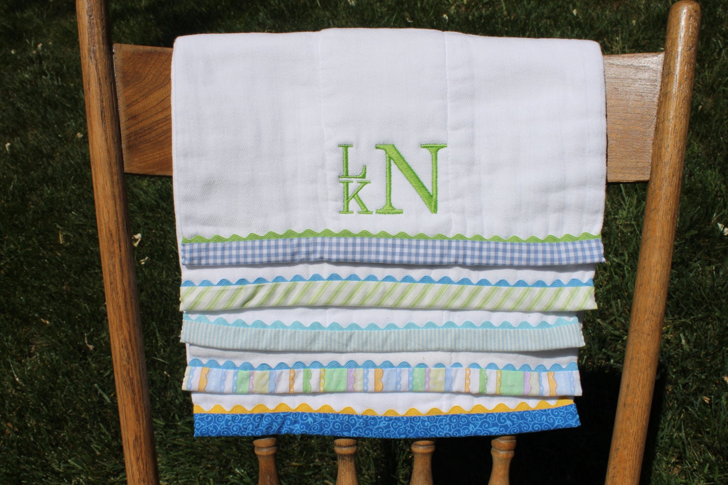 Monogrammed Baby Burp Cloths For Boys by HerHandsHisHeart on Etsy