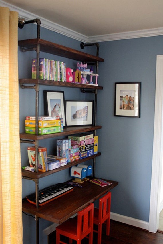 Industrial Pipe Shelves With Desk Industrial Pipe Furniture