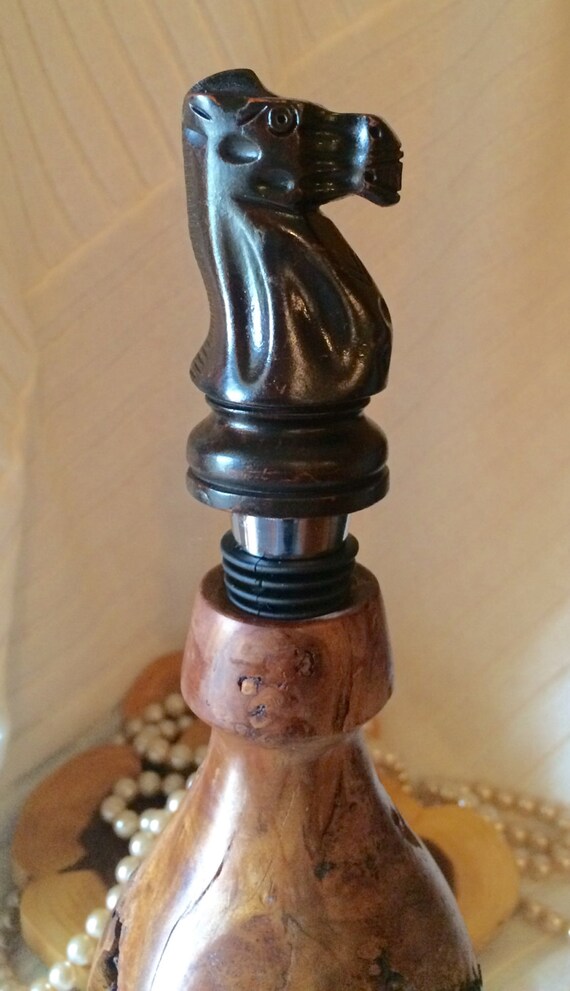 Chess Horse Wine Cork Stopper by WineStopsHere on Etsy