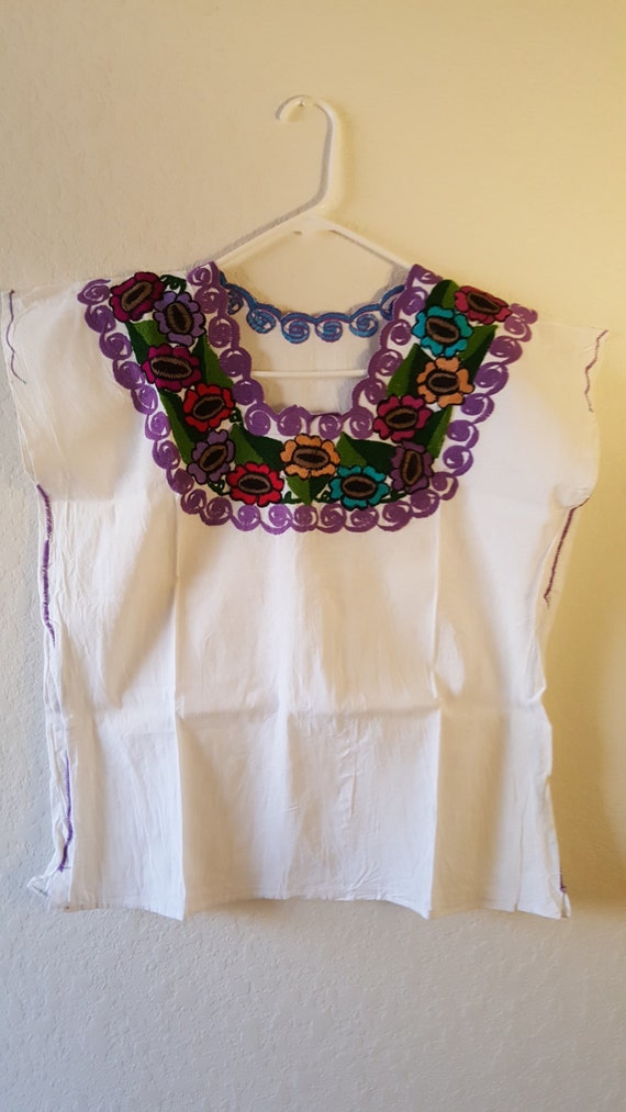 Mexican style Embroidered shirt blouse dress OAXACA