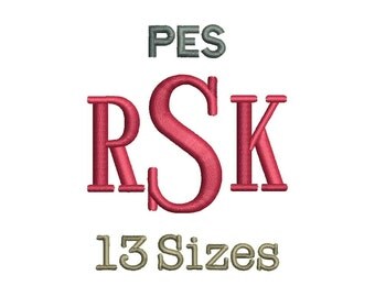 Roman Monogram Font Embroidery Fonts - 13 Size Monogram Fonts PES File Format Machine Embroidery Font Design - Instant Download