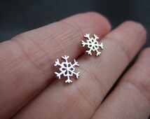 Plaqué Or Bling Jewelry Hiver Flocon Neige CZ Stud Earrings Sterling Silver 925 - Foto 2