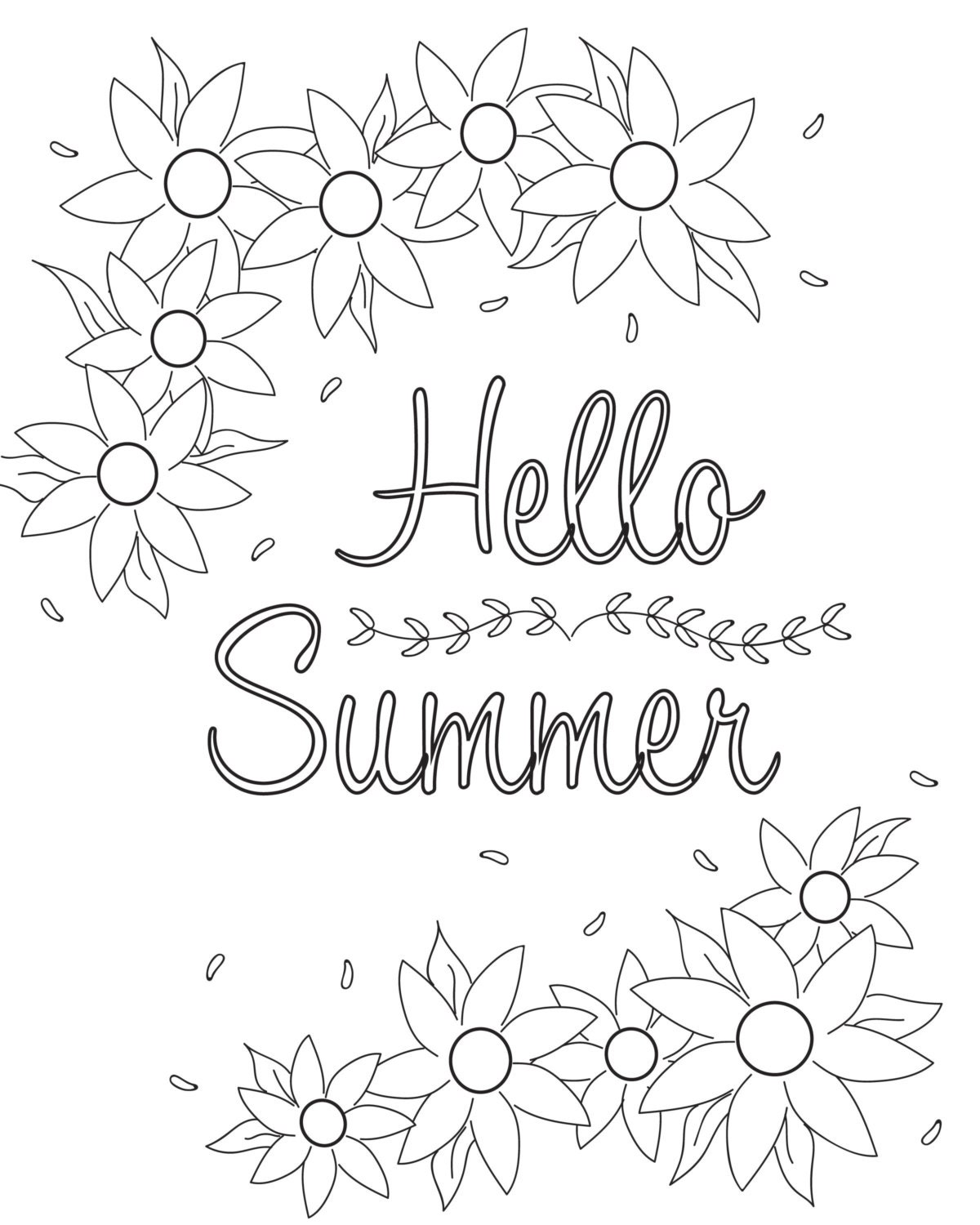 Coloring Page Hello Summer by LovelyHeatherly on Etsy